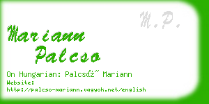 mariann palcso business card